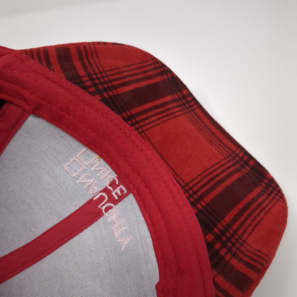 Naughty Nice I Tried Strapback Hat Red OS Adjustable Plaid 6 Panel Polyester