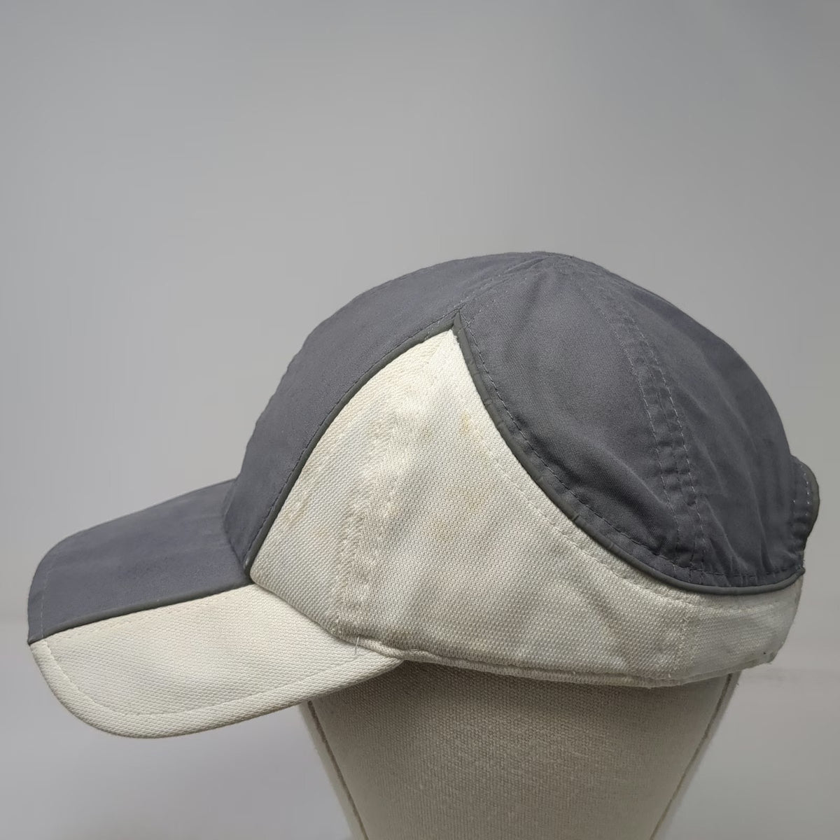Athletic Works Baseball Cap Gray One Size Strapback Color Block Curved Brim Hat