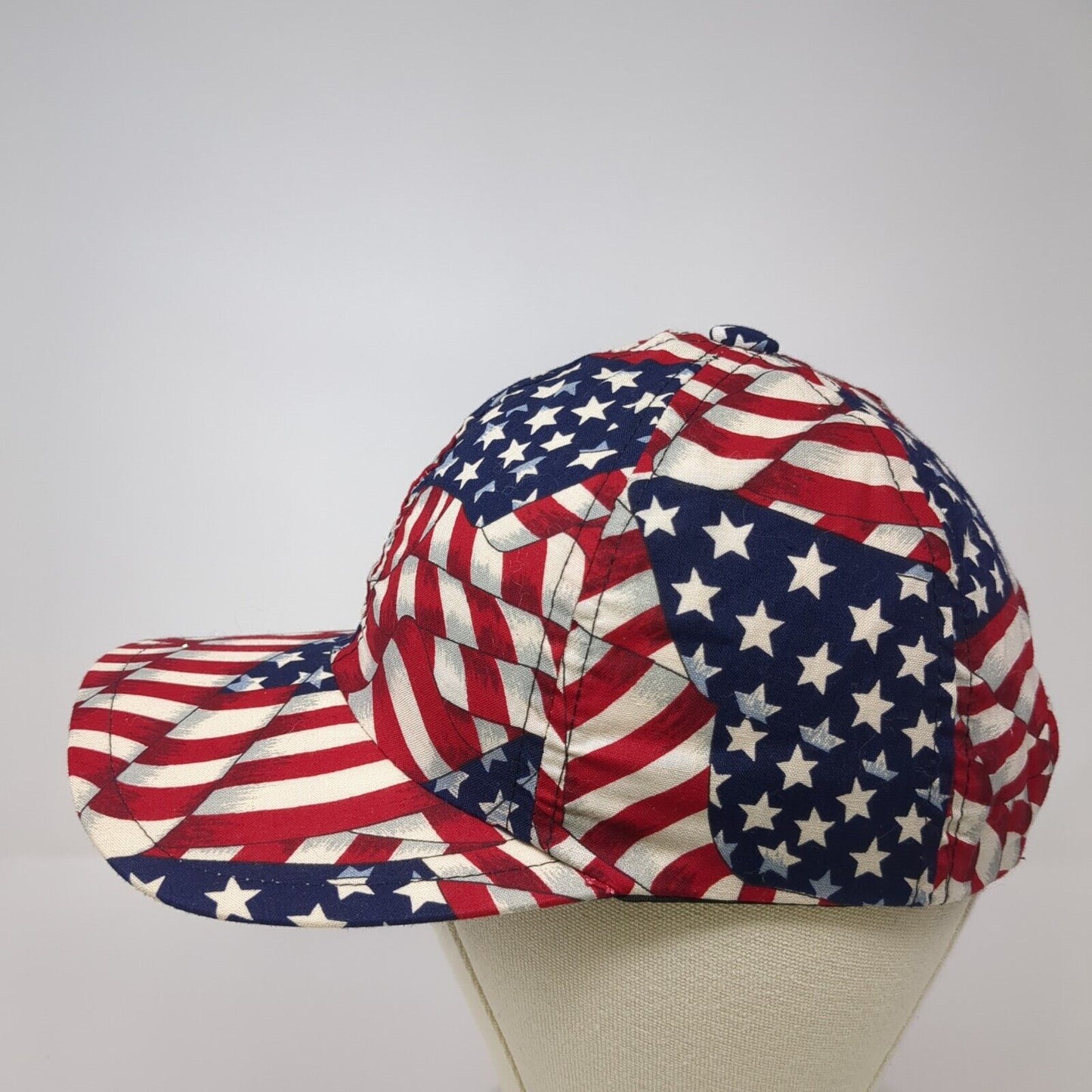 USA Flag Stars & Stripes Strapback Hat Multicolor One Size Patriotic Cotton