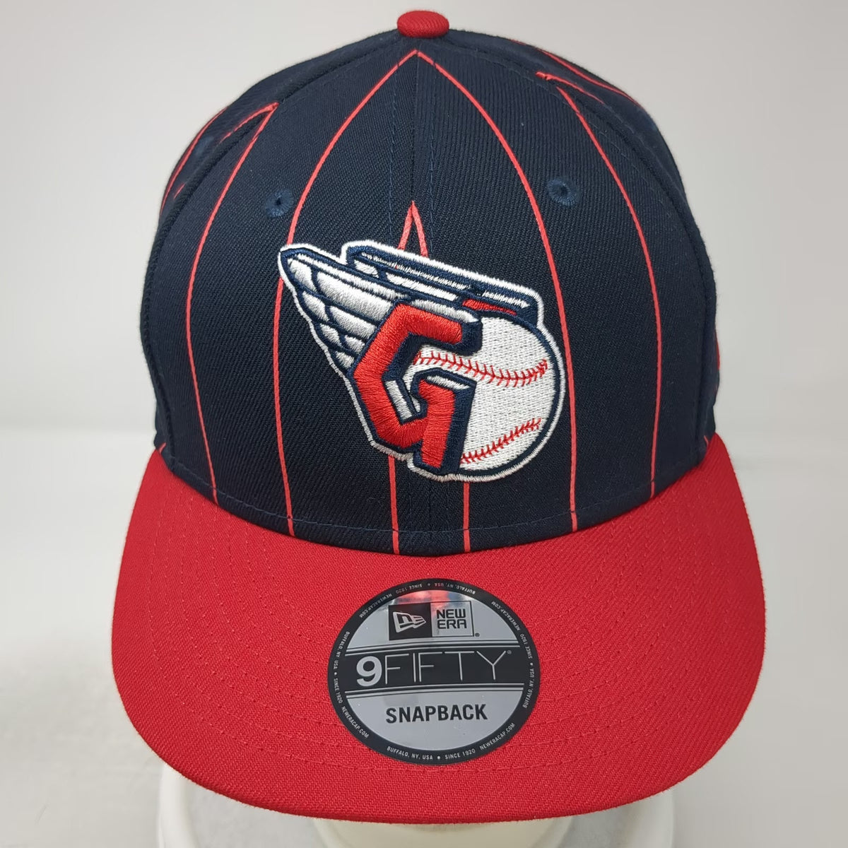 New Era Cleveland Guardians MLB Snapback Blue Red OSFM Pinstripe Winged G Hat