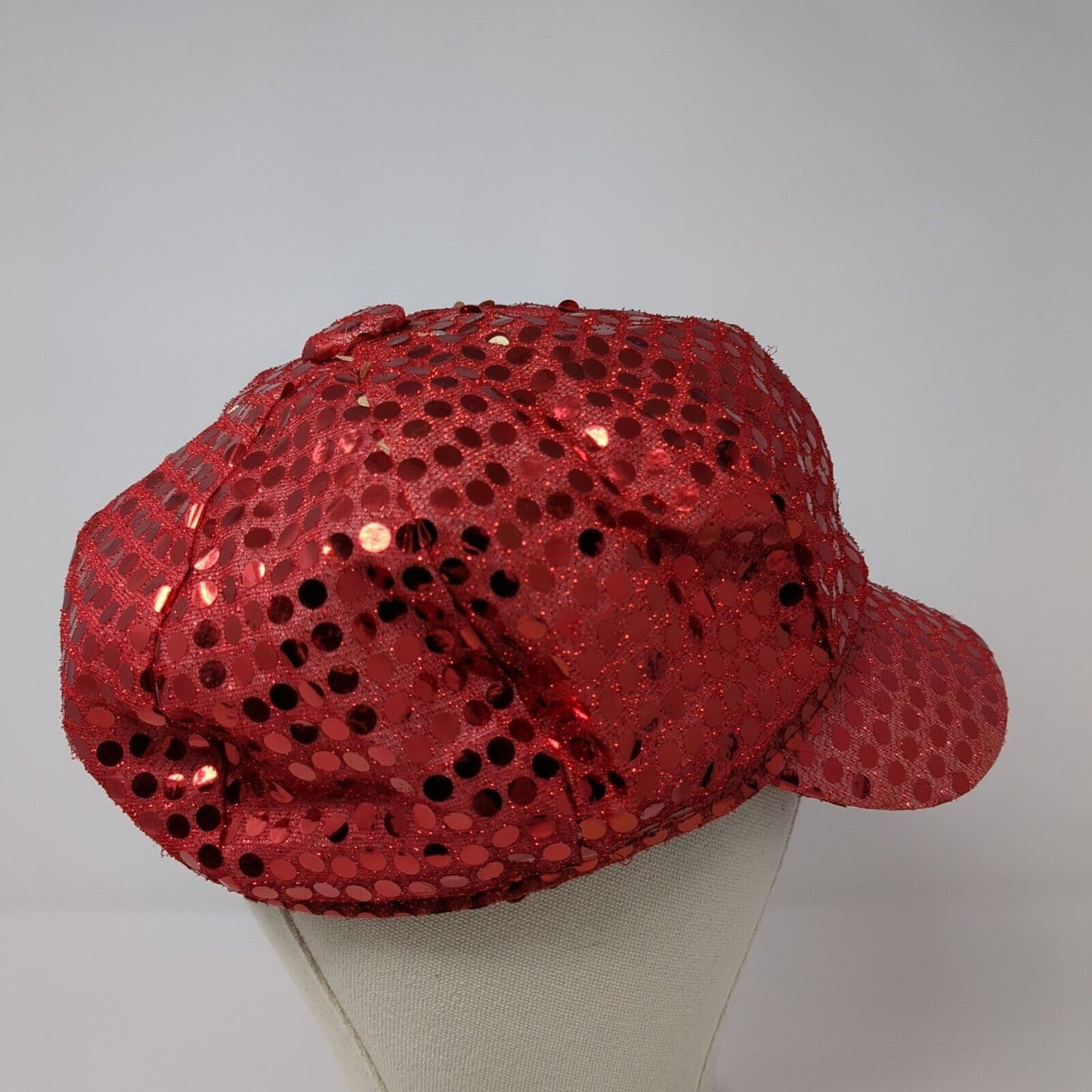 Unbranded Sparkle Sequin Newsboy Cap Red Size 58 Polka Dot Lightweight Blank