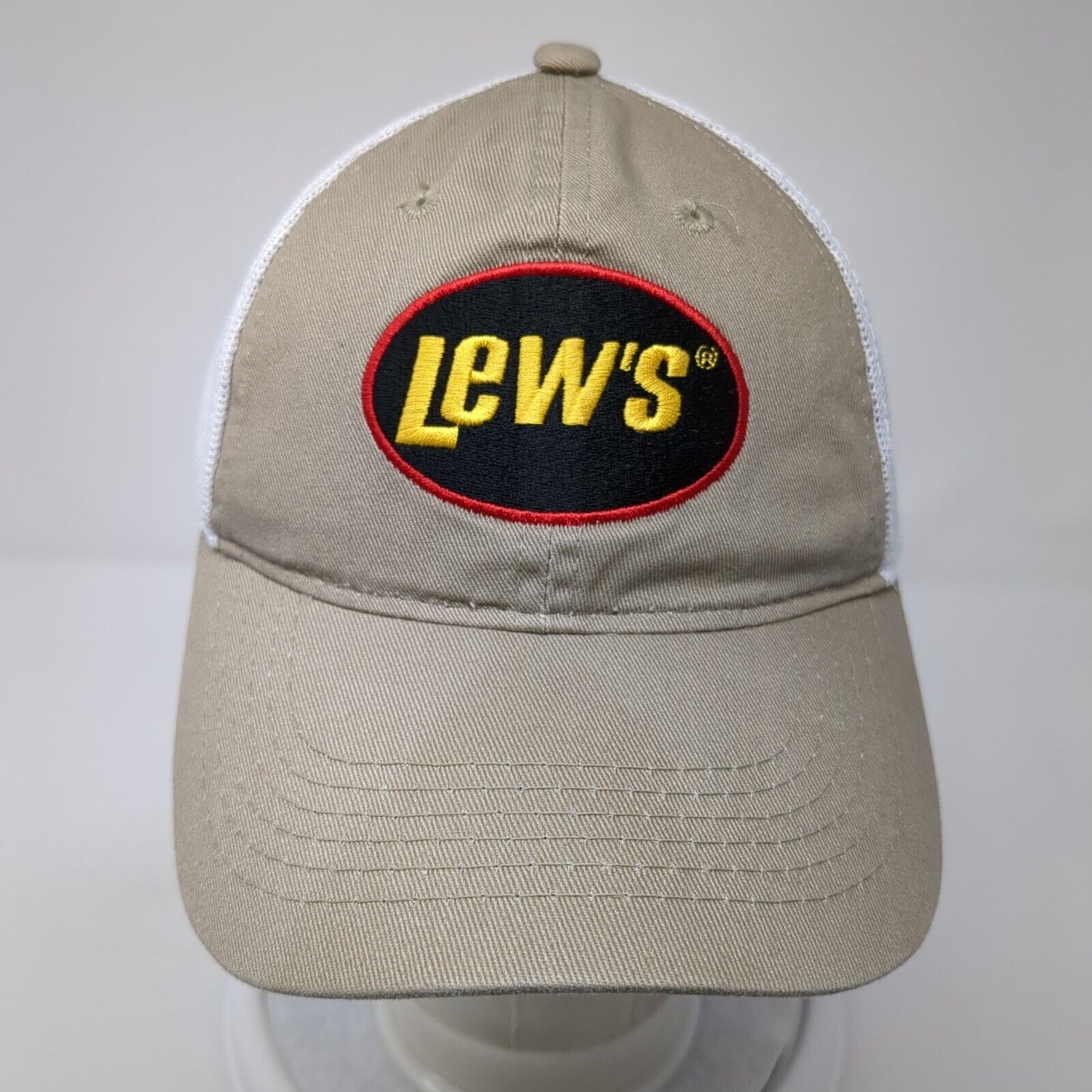 Lew's Strapback Mesh Back Trucker Hat Brown One Size Outdoor Cap 6 Panel