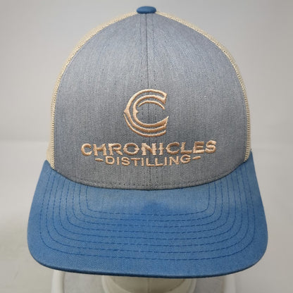Pacific Headwear Trucker Hat Blue Beige One Size Chronicles Distilling Logo Hat
