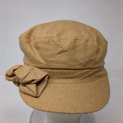 August Fitted Newsboy Cap Hat Brown One Size Solid Bow Outdoor