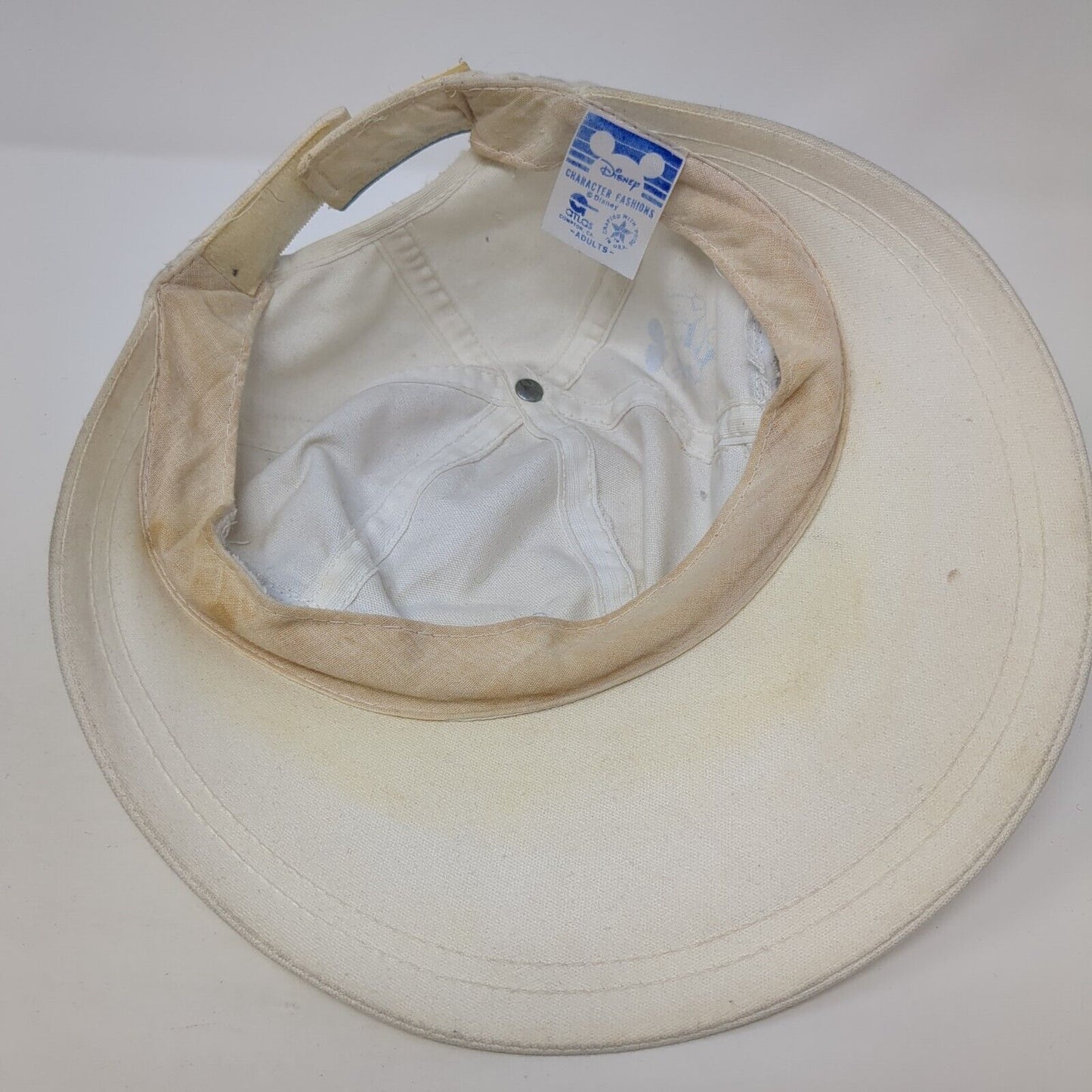 Disney Mickey Mouse Strapback Hat White One Size Adjustable Wide Brim