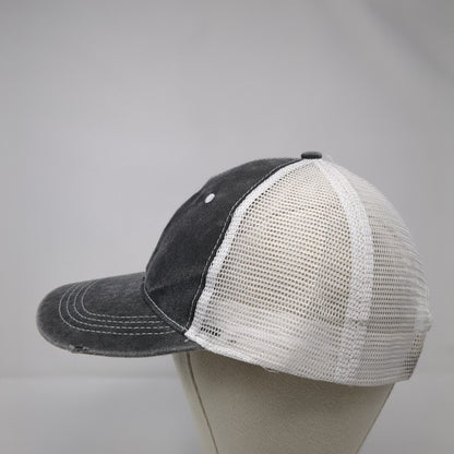 Unbranded Strapback Trucker Hat Gray One Size Adjustable Distressed Mesh Back
