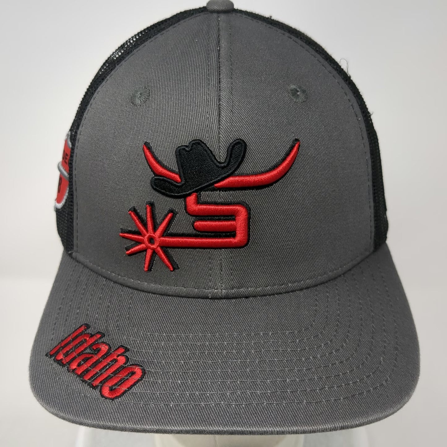Spin'Em Trucker Hat Gray One Size Gem State Stampede Idaho Rodeo Mesh Back