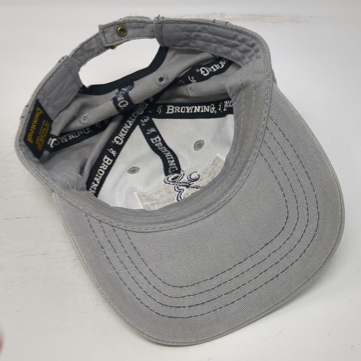 Browning Baseball Cap Gray One Size American Flag Buckmark Logo Slideback Hat