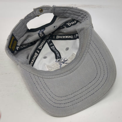 Browning Baseball Cap Gray One Size American Flag Buckmark Logo Slideback Hat