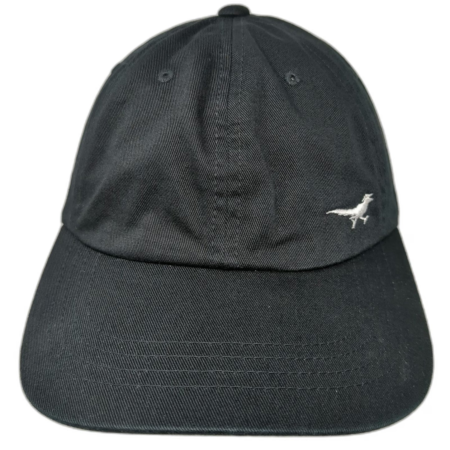 Yupoong Baseball Cap Black White One Size JIFU Bird Logo Cotton Hat Slideback