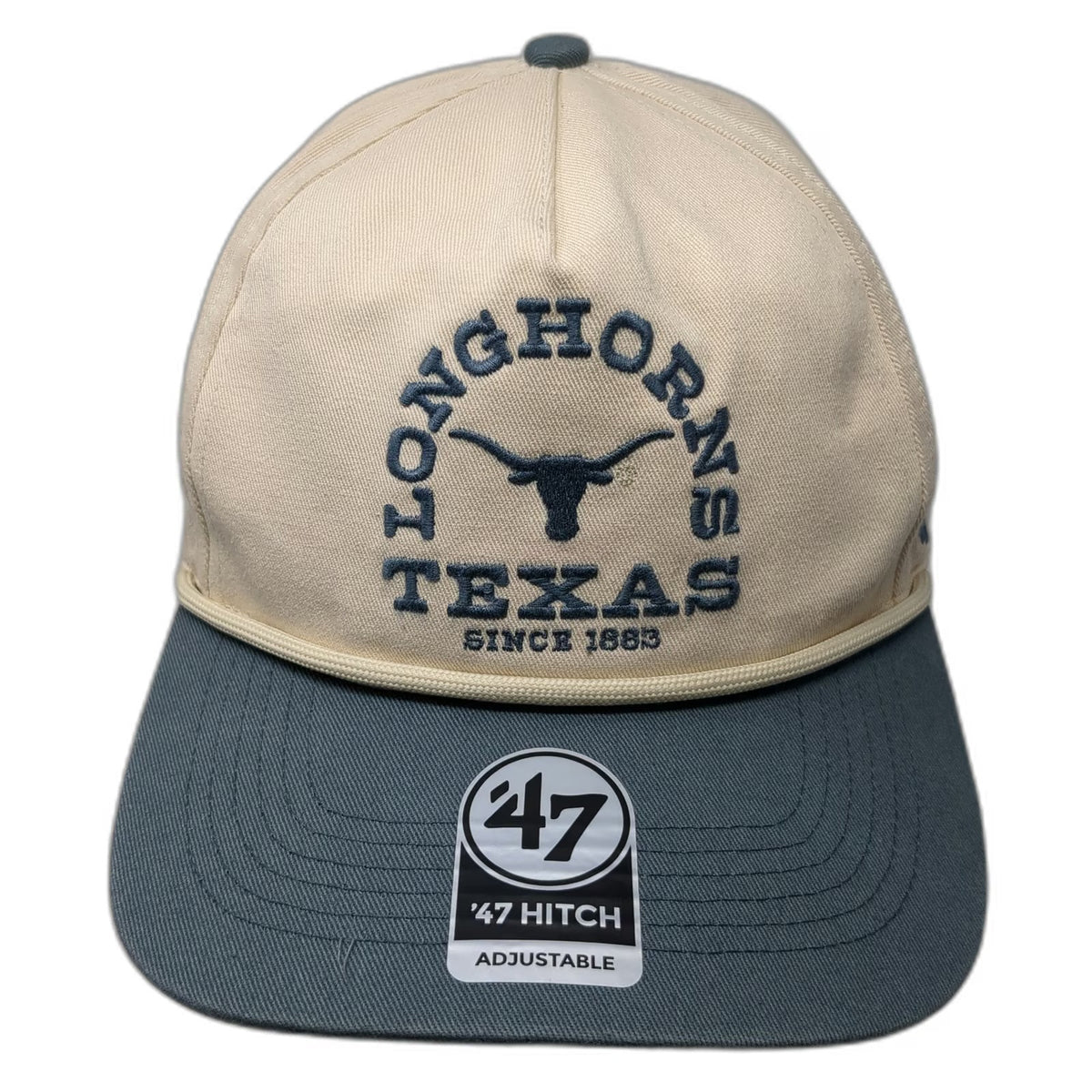 Texas Longhorns NCAA '47 5 Panel Beige Blue OSFM Snapback Rope Adjustable Hat