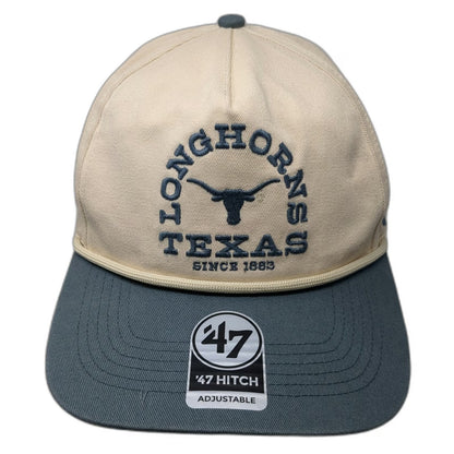 Texas Longhorns NCAA '47 5 Panel Beige Blue OSFM Snapback Rope Adjustable Hat