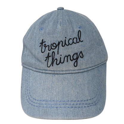 Tropical Things Strapback Hat Blue One Size Adjustable Embroidered Roxy