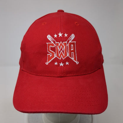 SWA Strapback Hat Red One Size Adjustable Embroidered Outdoor 6 Panel