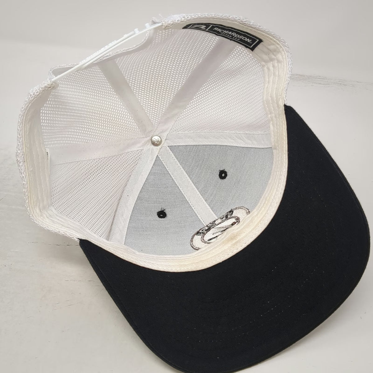 Richardson Trucker Hat Black White One Size Fly Fish Idaho Patch Mesh Snapback