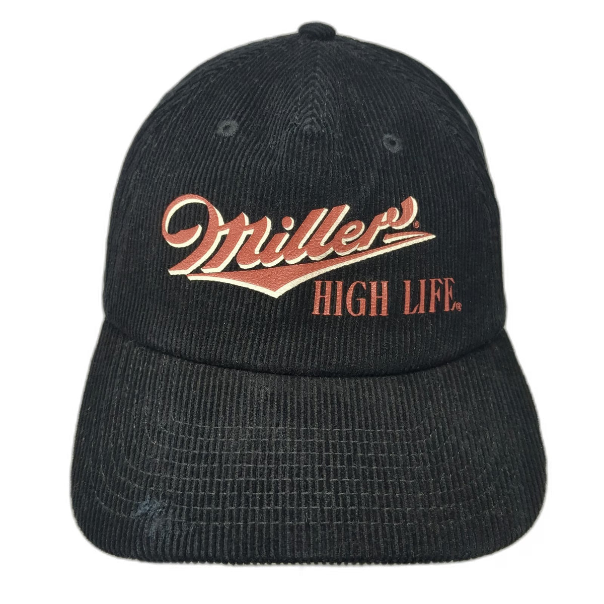 American Needle Miller High Life 5 Panel Black Hat One Size Corduroy Snapback