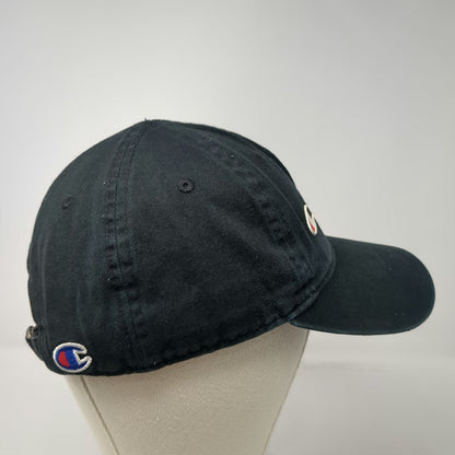 Champion 5 Panel Black One Size Slideback Logo Script Embroidery Adjustable Hat