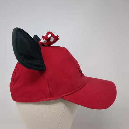 Minnie Mouse Ears Snapback Hat Red One Size Adjustable Embroidered Disney
