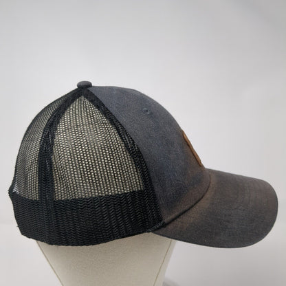 Quicksilver Leather Patch Logo Trucker Hat Gray One Size Mesh Back