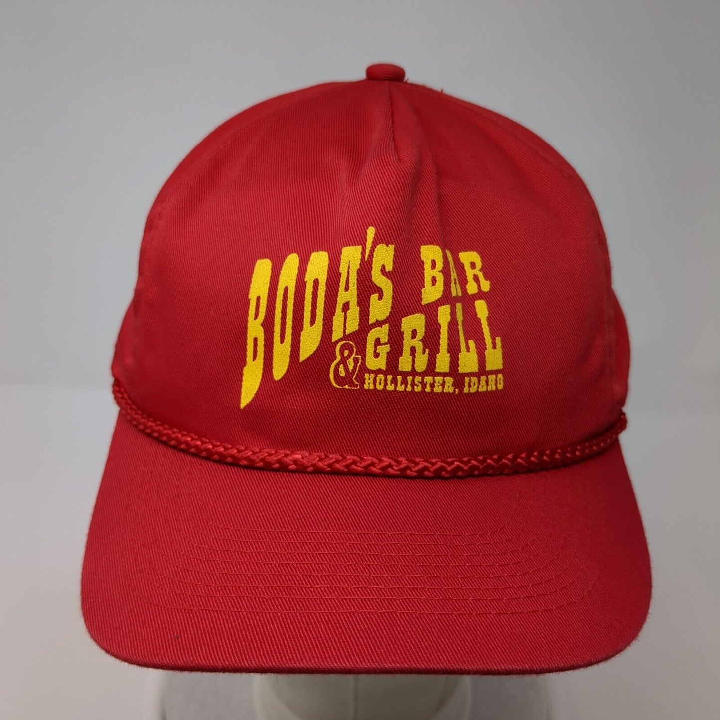 Boda's Bar & Grill Hollister Idaho Snapback Hat Red OS Adjustable Rope Otto