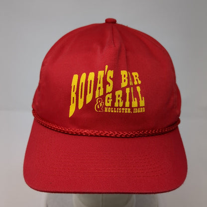 Boda's Bar & Grill Hollister Idaho Snapback Hat Red OS Adjustable Rope Otto