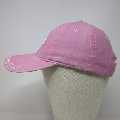 Lucky 7 USA Baseball Cap Pink One Size Embroidered Ocean City Strapback Hat