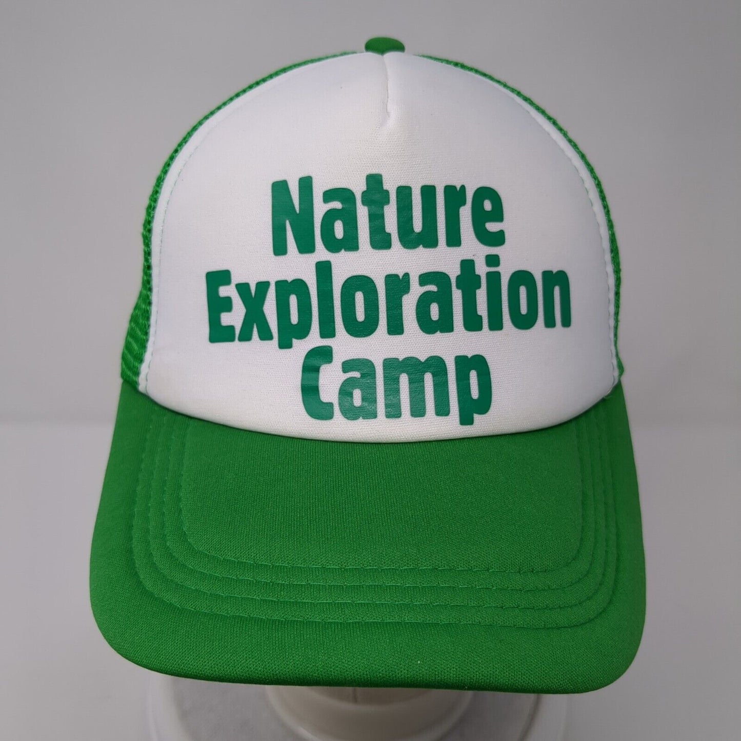 Nature Exploration Camp Snapback Trucker Hat Green OS Adjustable Mesh Back