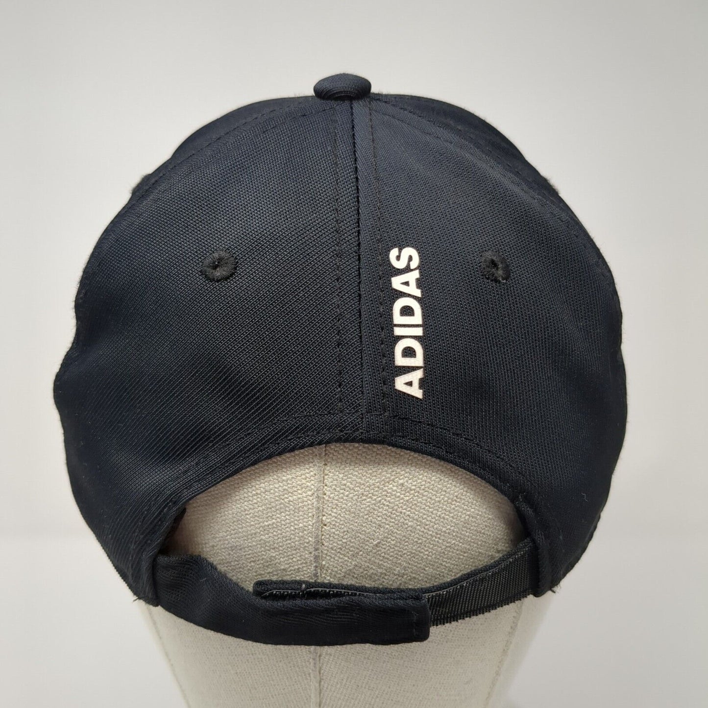 Adidas Strapback Hat Black One Size Adjustable 3 Stripes Logo 6 Panel