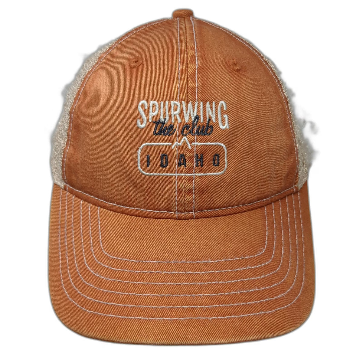 Ahead Trucker Hat Orange Beige One Size Spurwing Idaho Embroidered Snapback