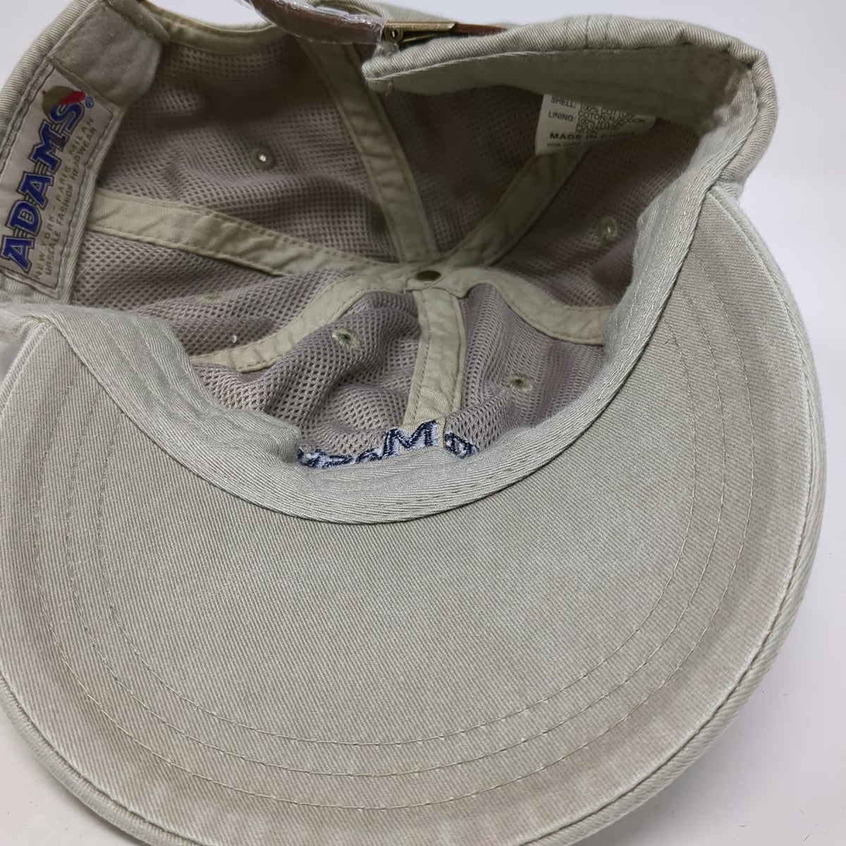 Adams Baseball Cap Beige Blue One Size LawnMaster Virginia Leather Strap Hat