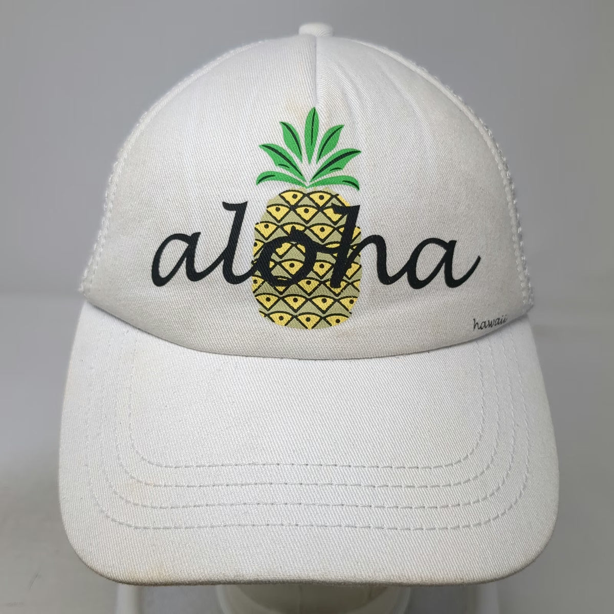Honolua Trucker Hat White One Size Aloha Pineapple Hawaii Surf Mesh Snapback