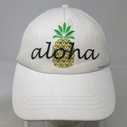 Honolua Trucker Hat White One Size Aloha Pineapple Hawaii Surf Mesh Snapback