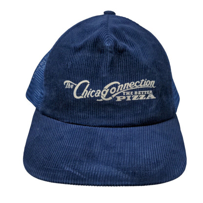 The Chicago Connection The Better Pizza Trucker Hat Blue OSFA Corduroy Mesh Back