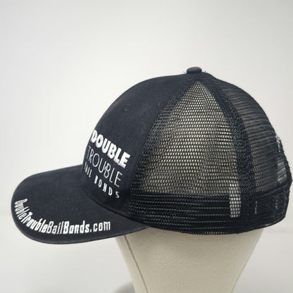 VIE Trucker Hat Black White One Size Snapback Double Trouble Bail Bonds Mesh