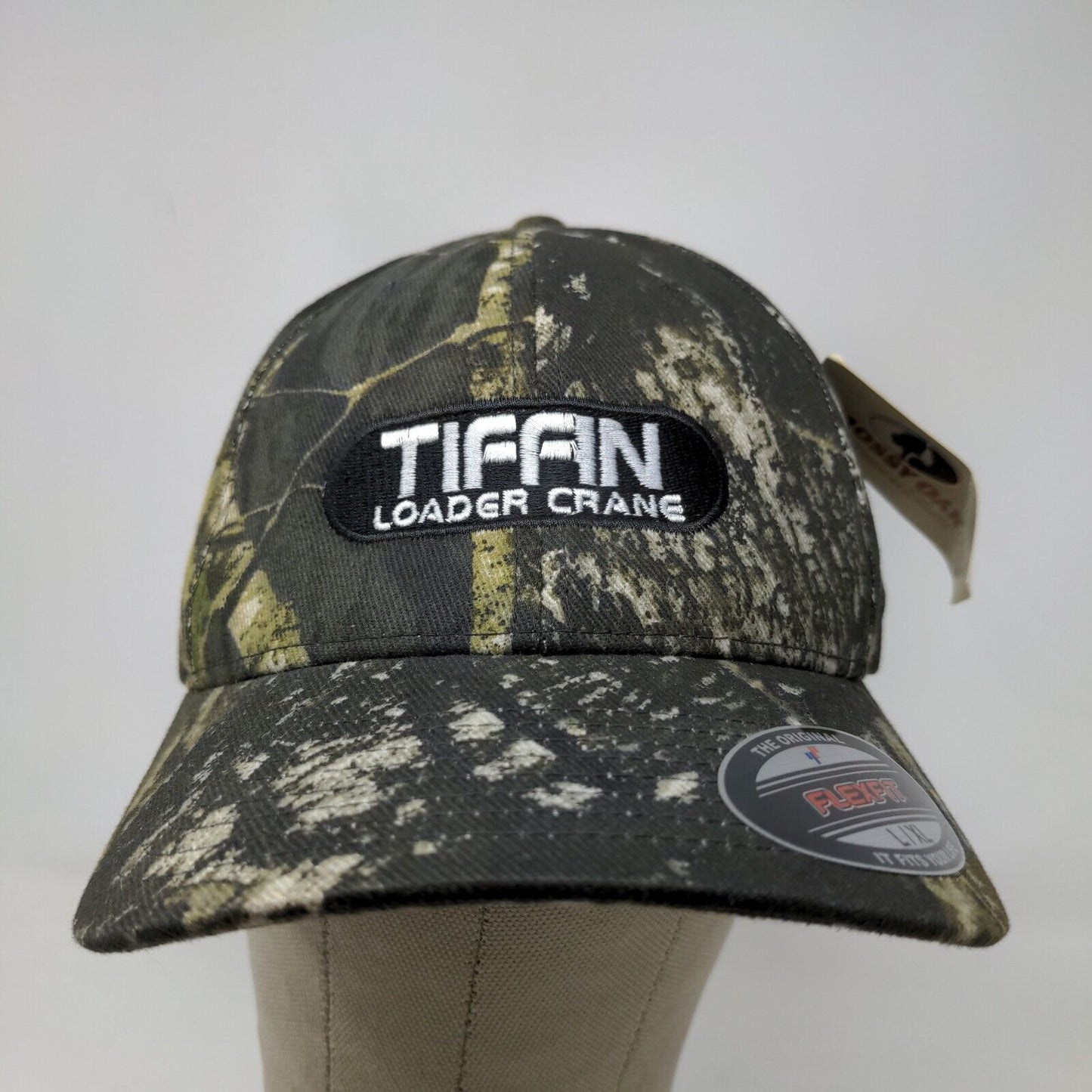 Mossy Oak Men's Fitted Camo Hat Size L-XL Embroidered Tiffin Loader Crane Logo