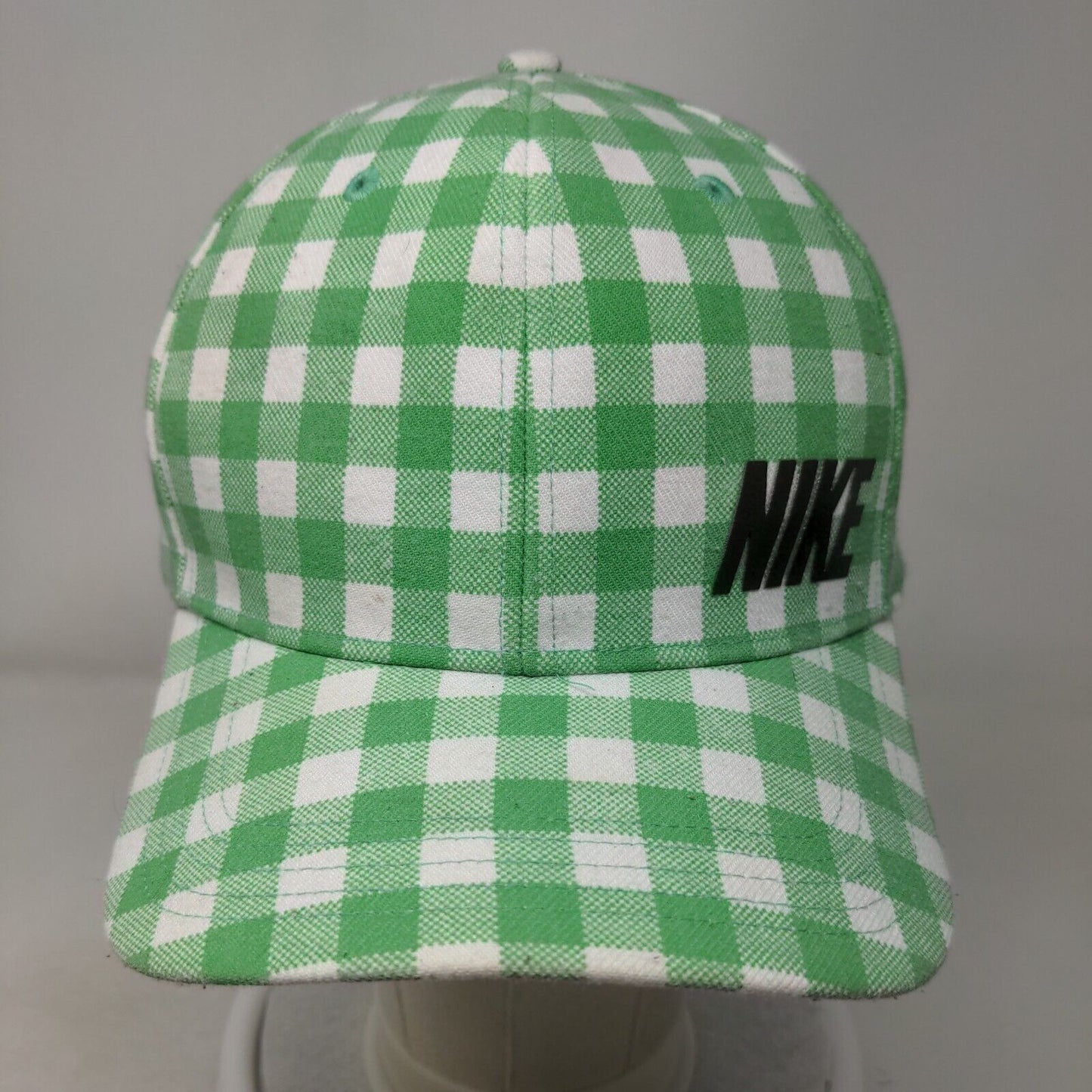 Nike Golf Fitted Hat Green Large/XL Plaid Check 6 Panel Vent Holes