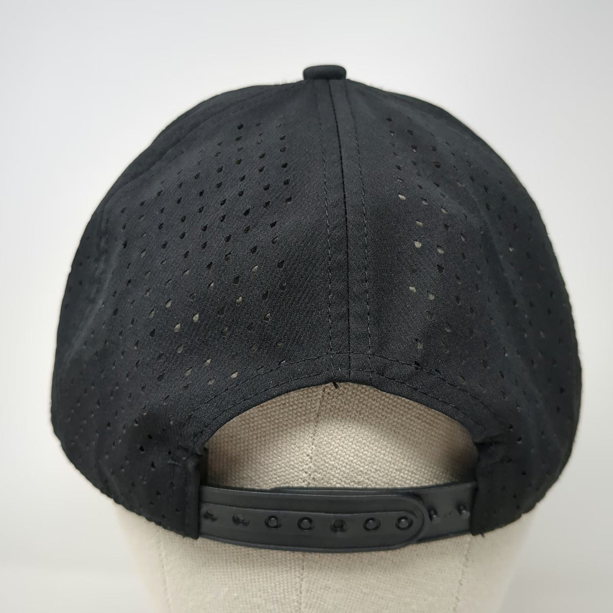 Lucetta CI Trucker Hat Black One Size Perforated Snapback Flat Brim Breathable