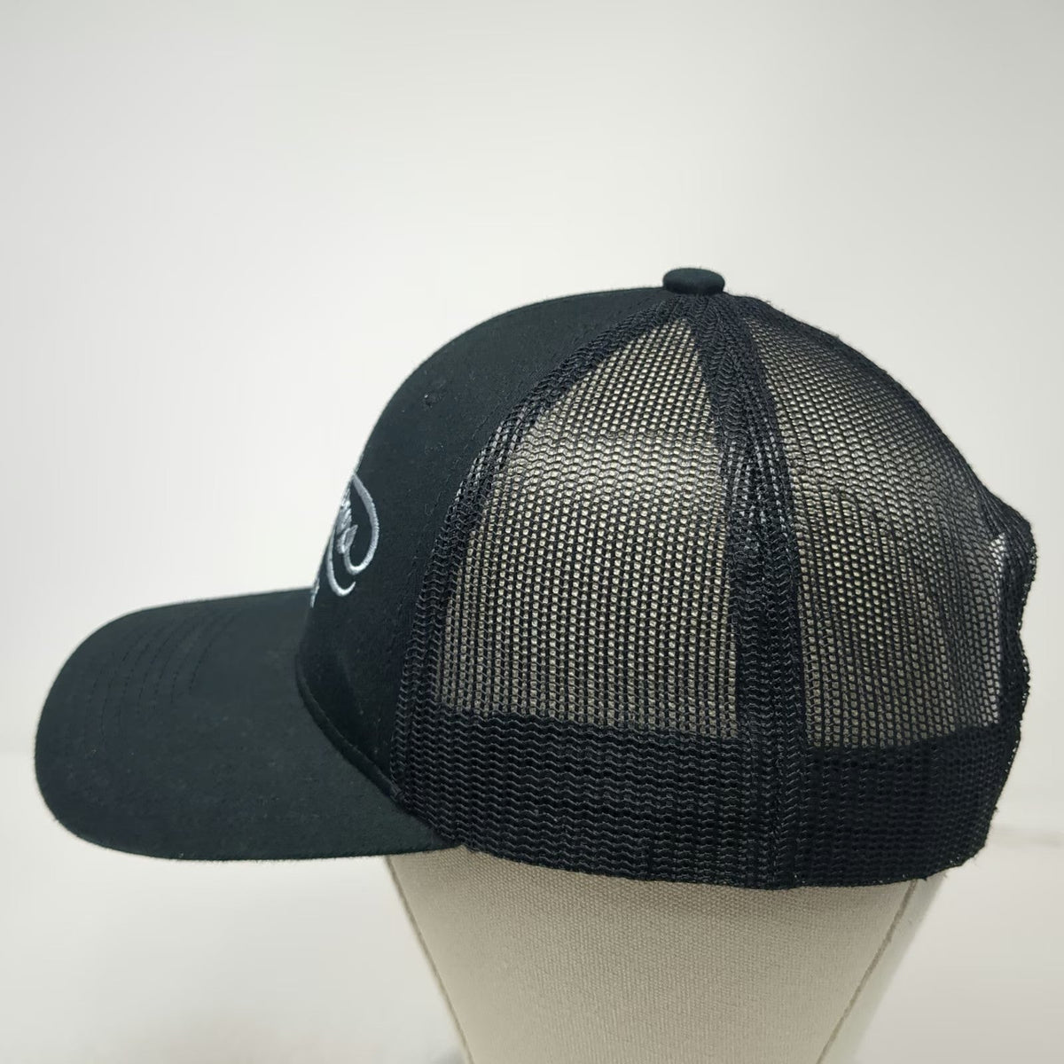 Mathews Trucker Hat Black One Size Archery Embroidered Logo Mesh Back Snapback