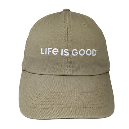 Life Is Good Slideback Baseball Cap Brown OS Adjustable Embroidered 6 Panel