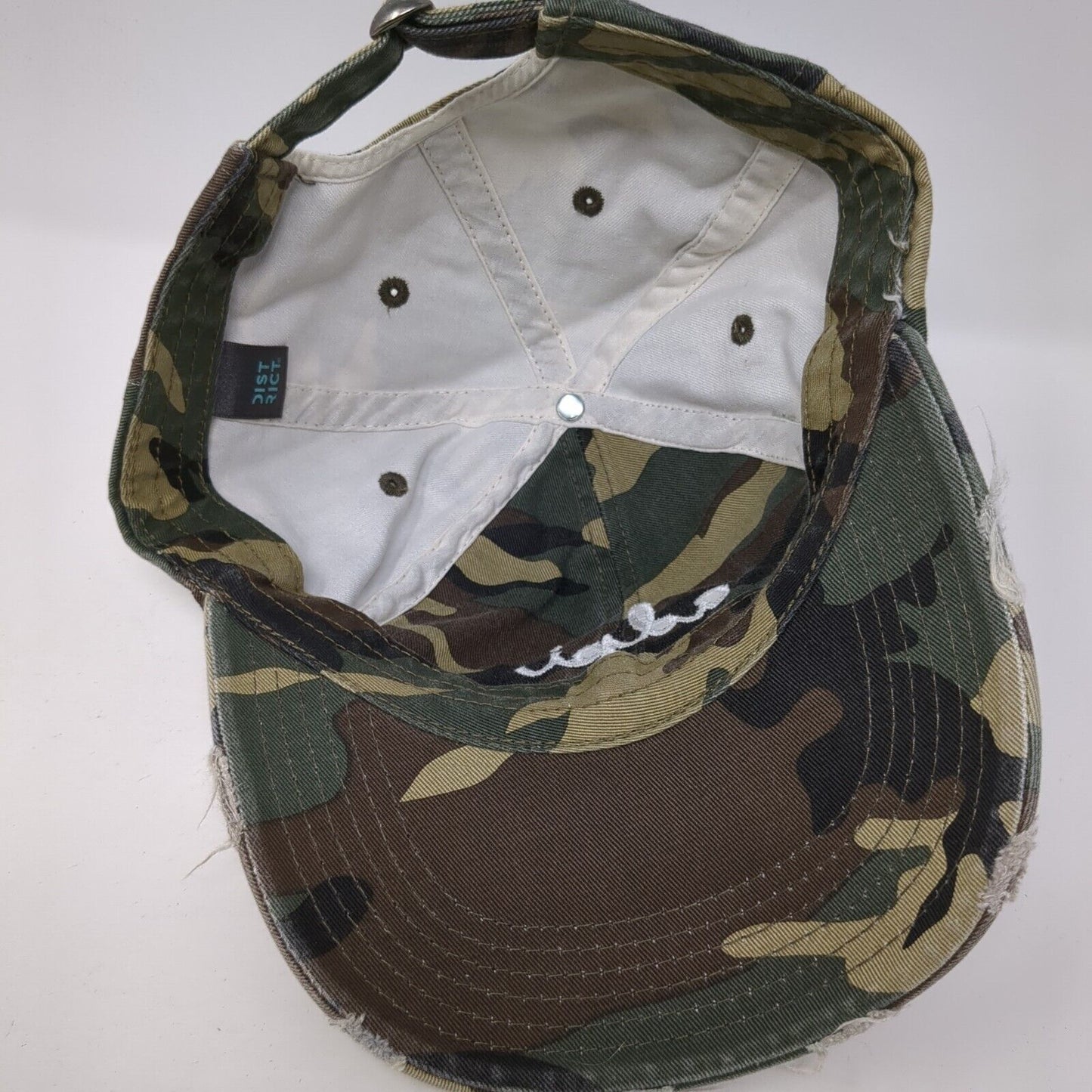 adpi Slideback Hat Camouflage OS Adjustable Embroidered Distressed District