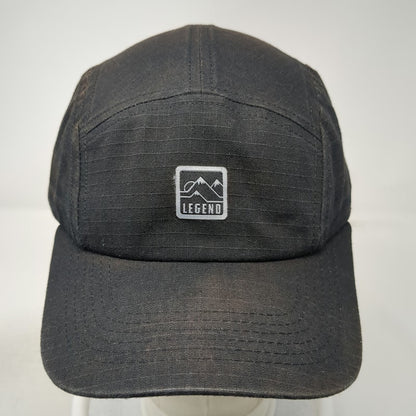 Legend 5 Panel Black Hat One Size Mountain Patch Strapback Outdoor Cap