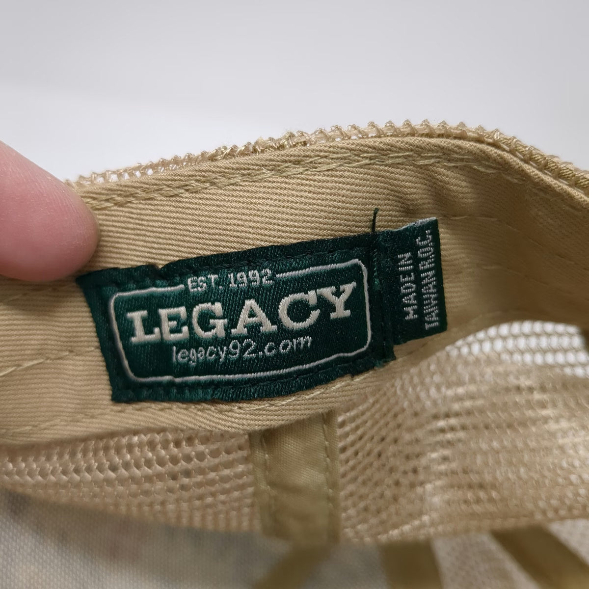 Legacy Trucker Hat Beige One Size Sun Valley Idaho Leather Patch Mesh Snapback