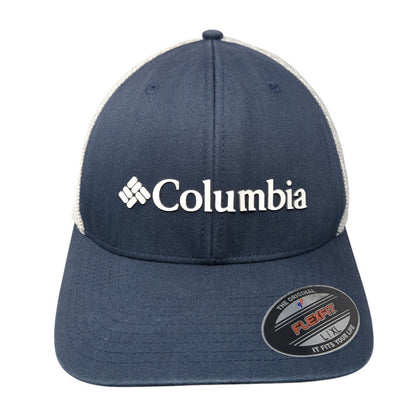 Columbia Unisex Fitted Trucker Hat Blue Size L/XL Lightweight Mesh Back 6 Panel