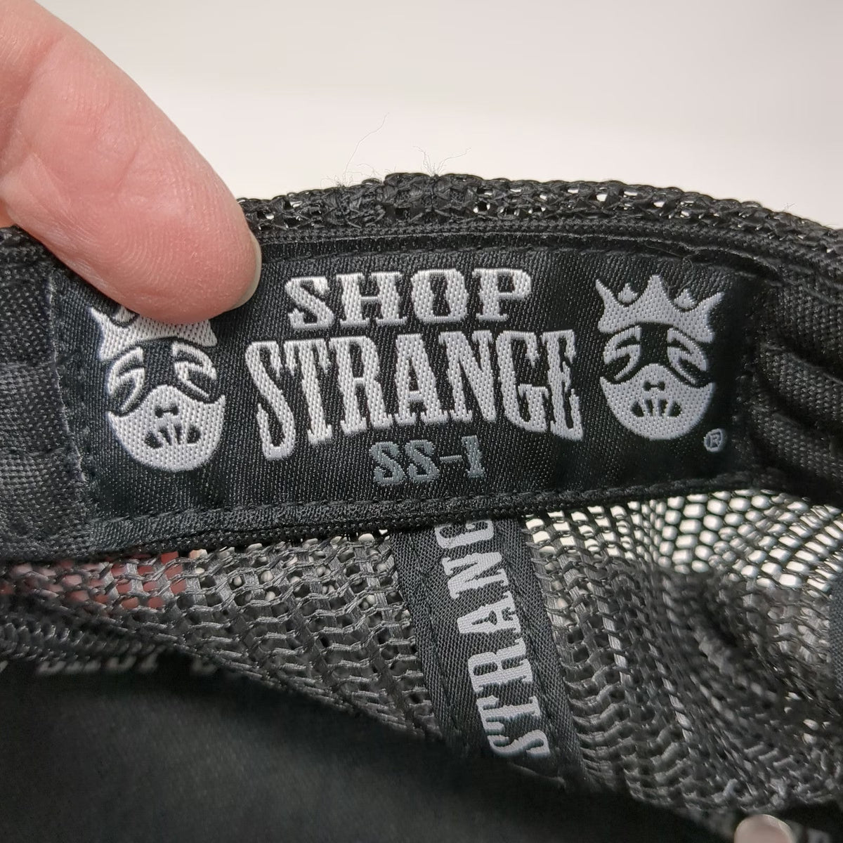 Shop Strange Trucker Hat Black One Size Leather Patch Monkey Logo Snapback