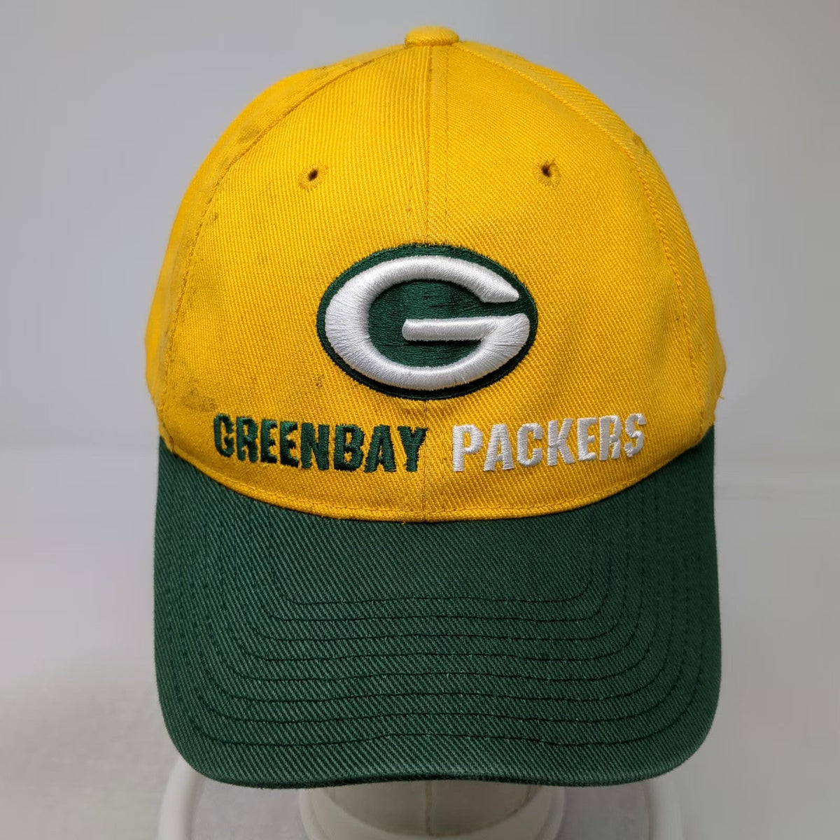 Green Bay Packers NFL Reebok Yellow White Cap Hat One Size Strapback Logo Cotton
