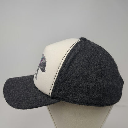 Pistil 5 Panel Gray One Size Bear Graphic Wool Blend Adjustable Snapback Hat