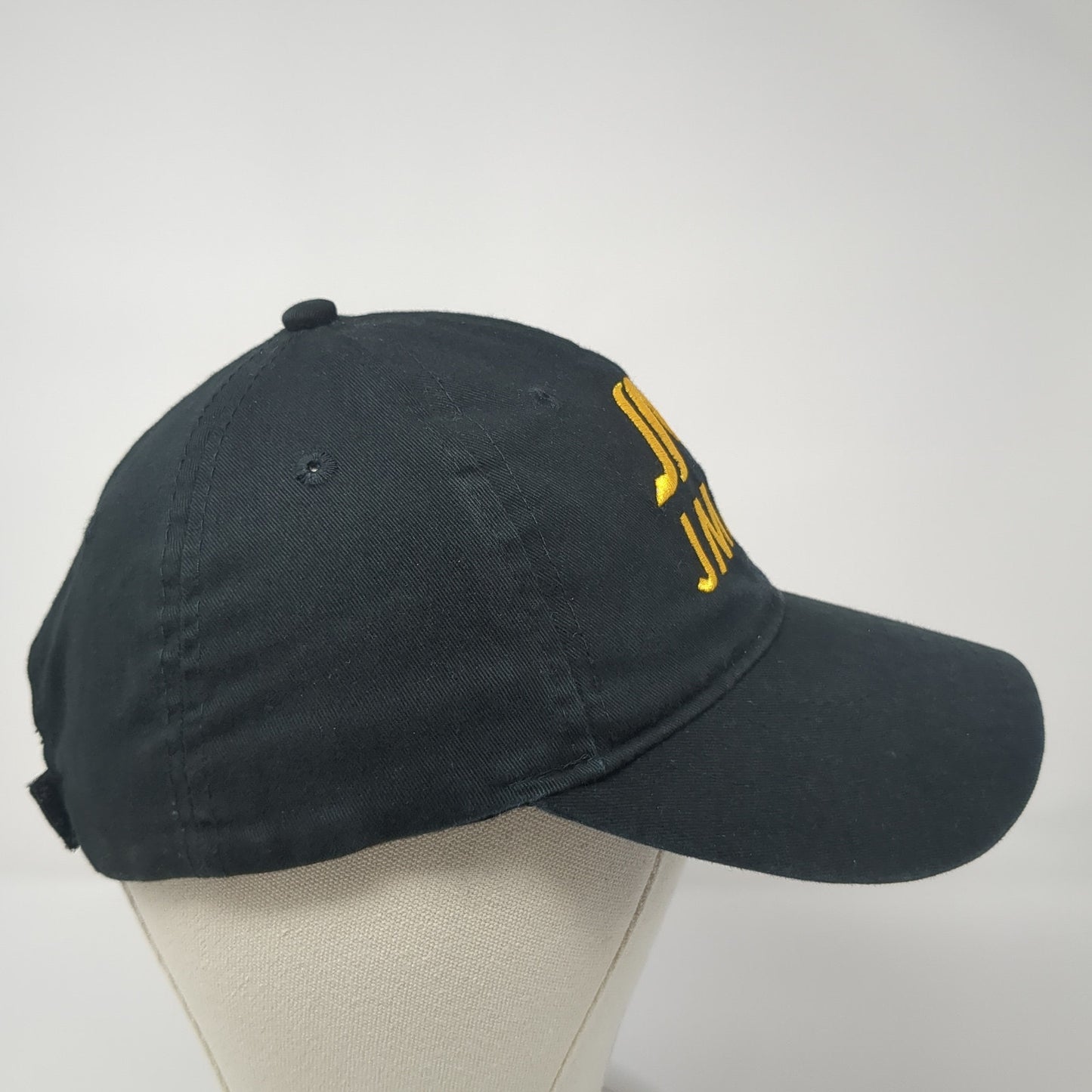 JMAG Slideback Baseball Cap Black One Size Adjustable Embroidered 6 Panel