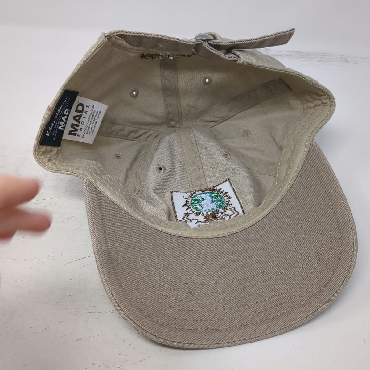 Mad Engine Baseball Cap Beige One Size Keith Haring Earth Globe Signature Hat