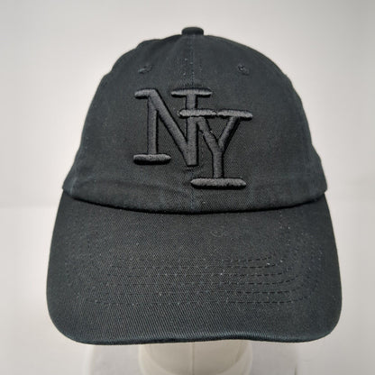 NY New York Slideback Hat Black One Size Adjustable Solid 6 Panel