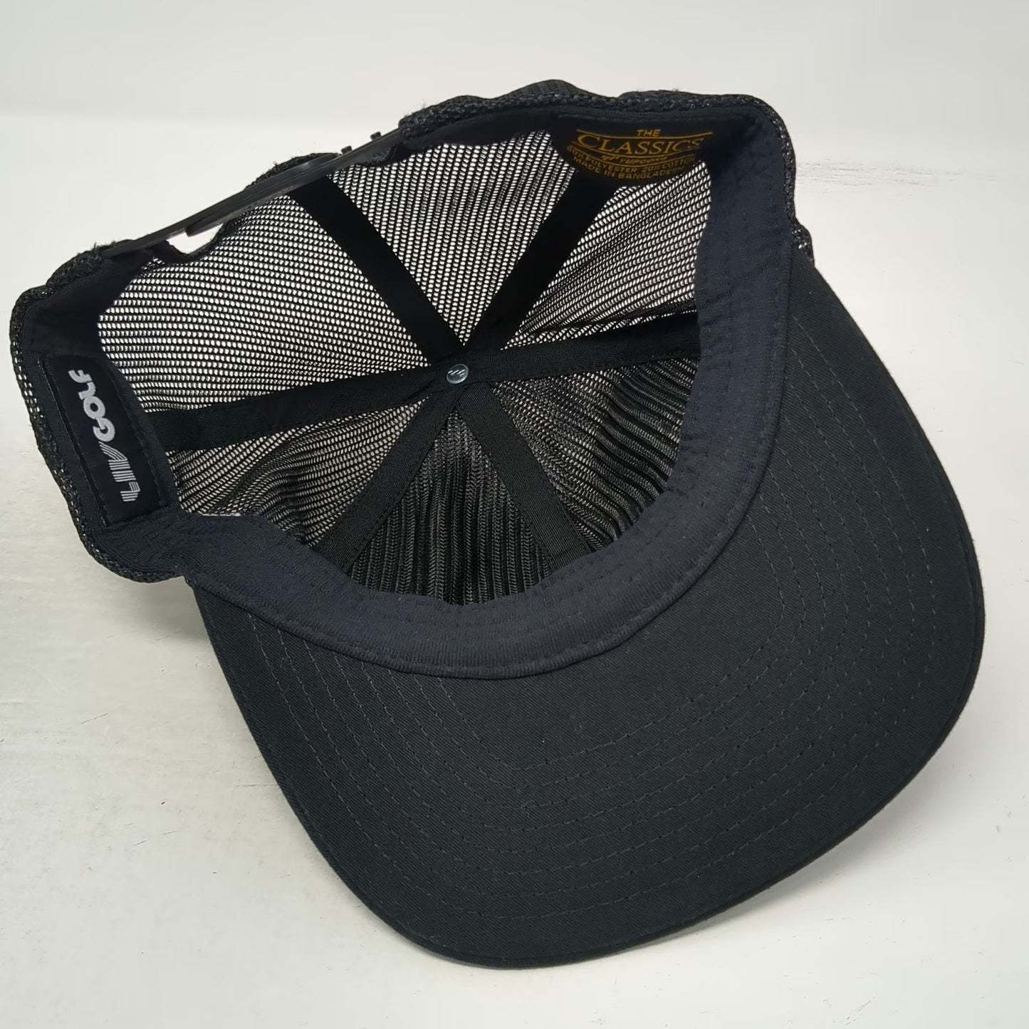 Yupoong LIV Golf Trucker Hat Black One Size Mesh Snapback Structured Logo Cap